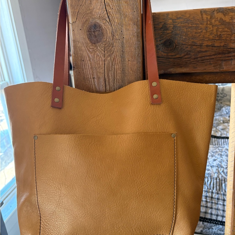 Elegant Tan Leather Tote Bag